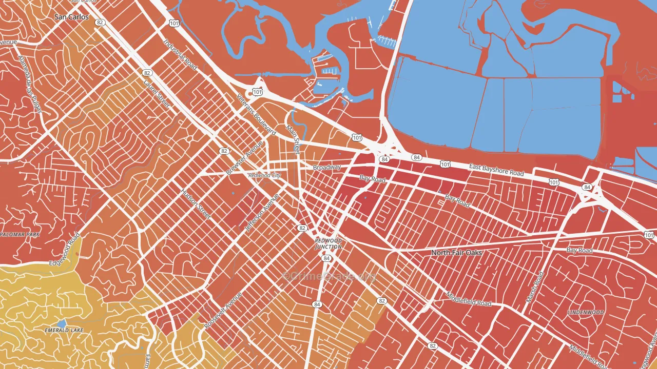 Staumbaugh Heller, Redwood City, CA Map of Murder Rates