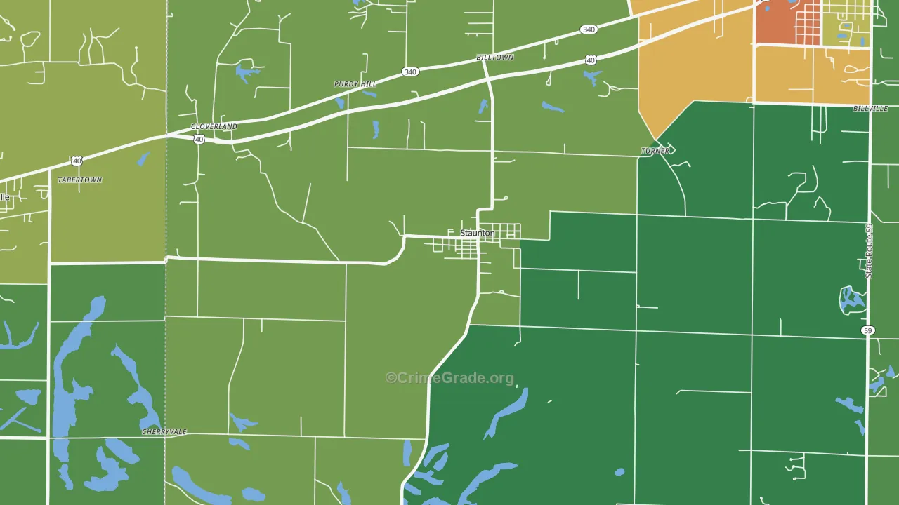 Staunton, IN Map of Murder Rates