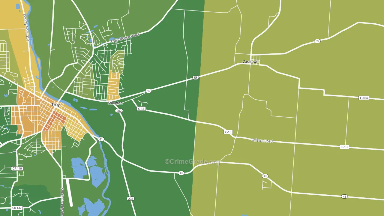 Staunton, OH Map of Murder Rates