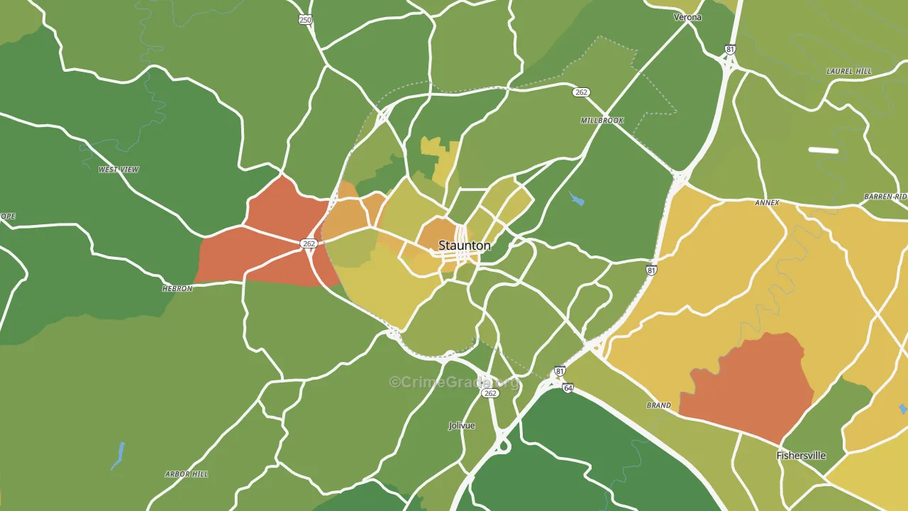 Staunton, VA Map of Murder Rates