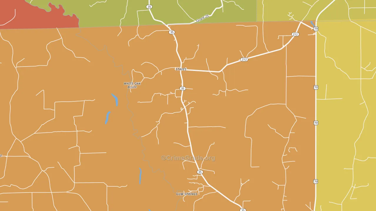 Staves, AR Map of Murder Rates