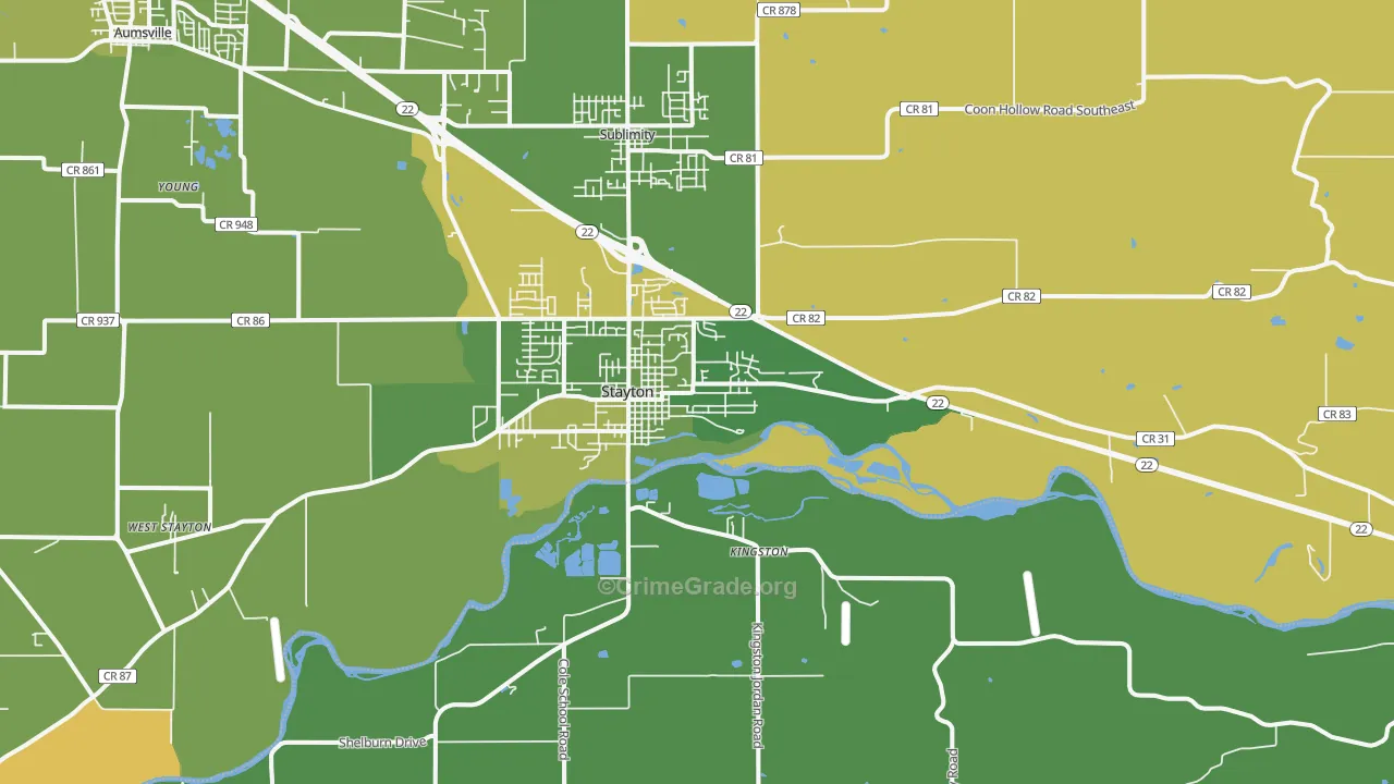 Stayton, OR Map of Murder Rates