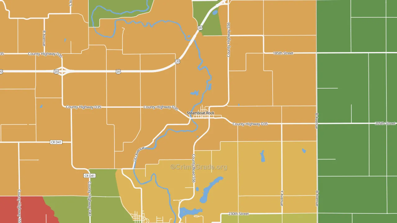 Steamboat Rock, IA Map of Murder Rates