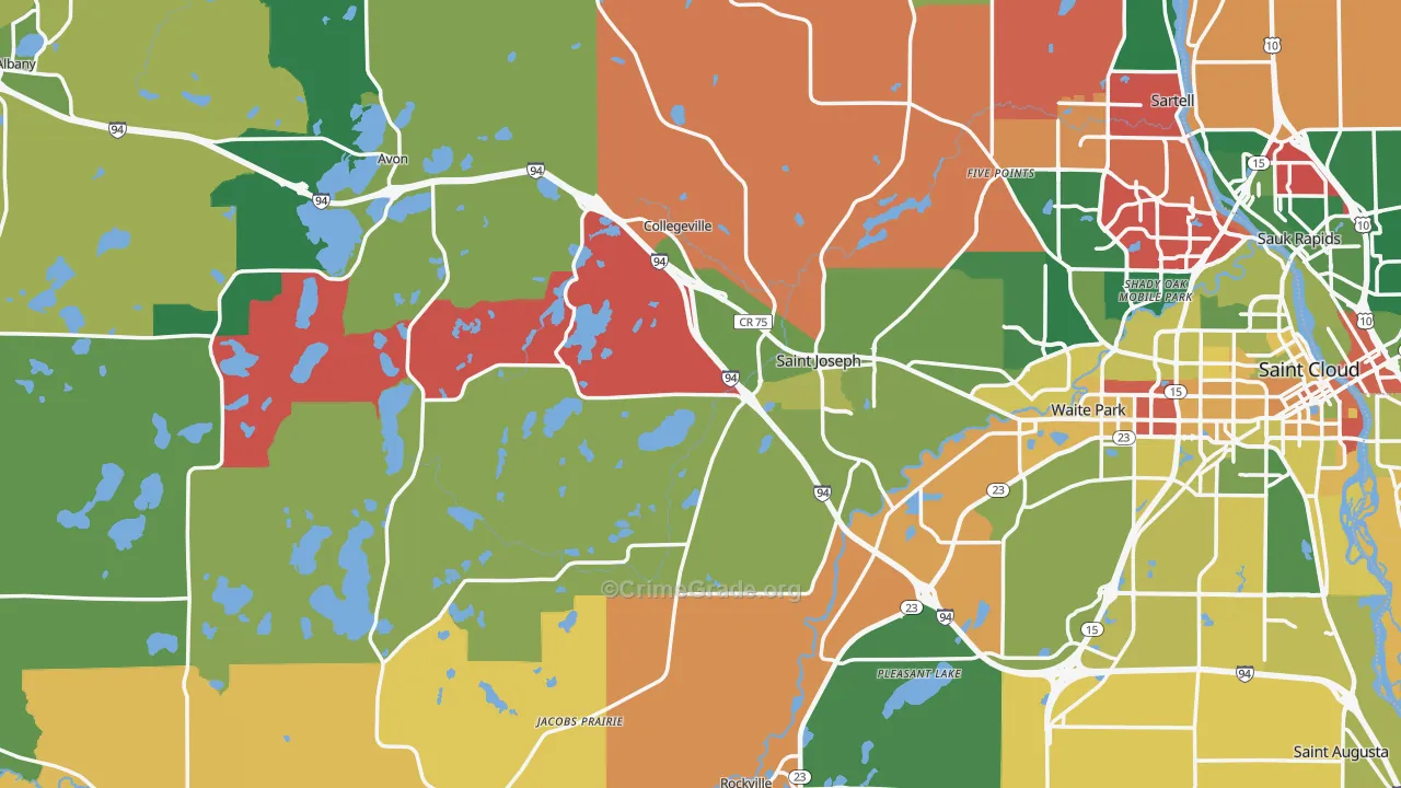Stearns County, MN Map of Murder Rates