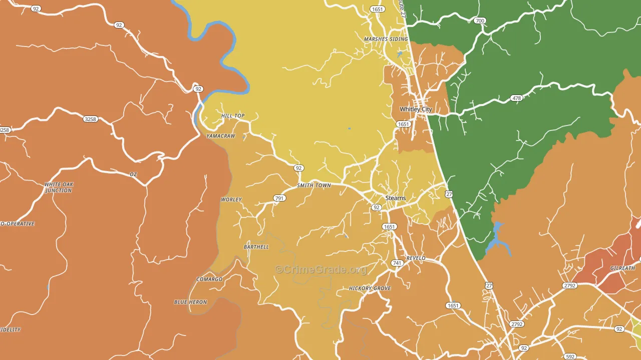 Stearns, KY Map of Murder Rates