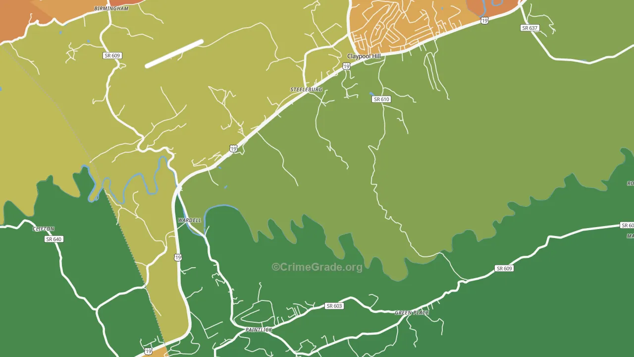 Steeleburg, VA Map of Murder Rates