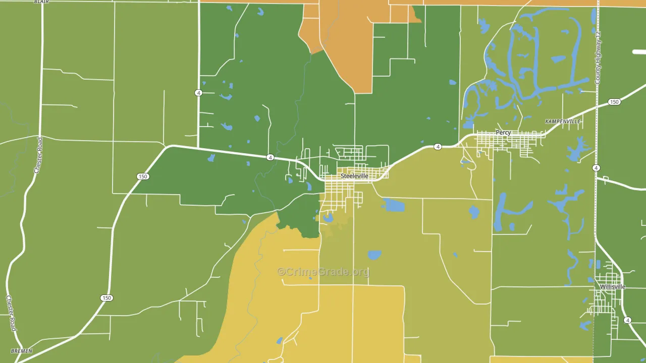 Steeleville, IL Map of Murder Rates