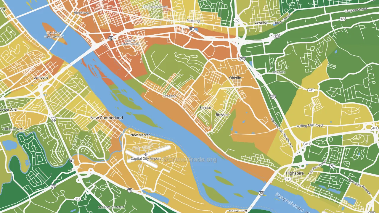 Steelton, PA Map of Murder Rates