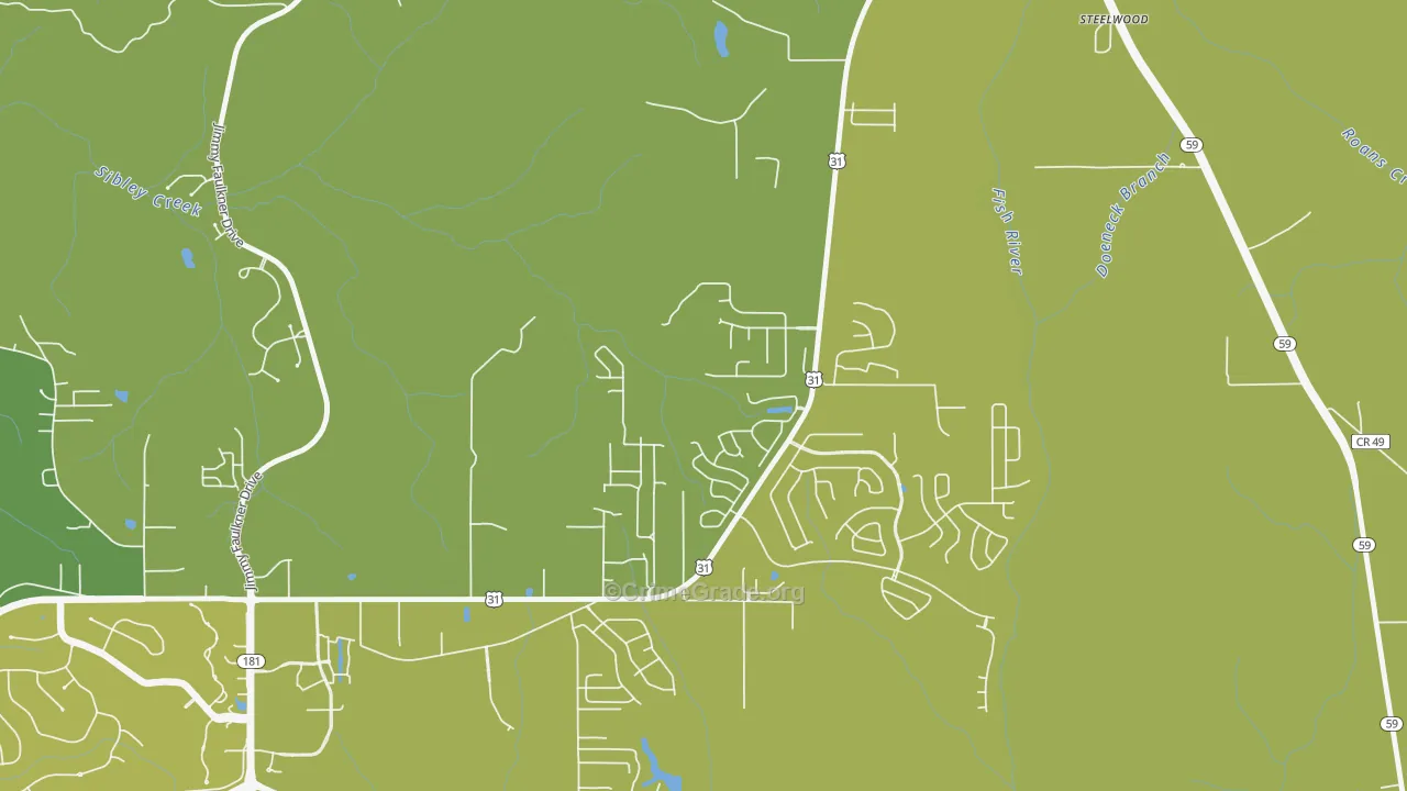 Steelwood, AL Map of Murder Rates