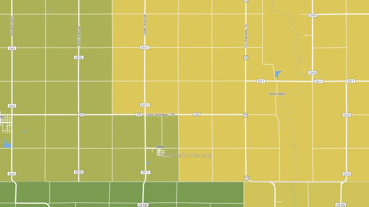 Steen, MN Map of Murder Rates