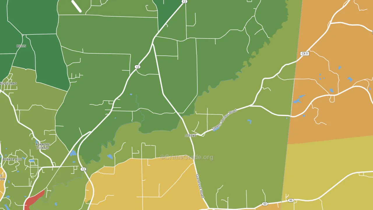 Steens, MS Map of Murder Rates