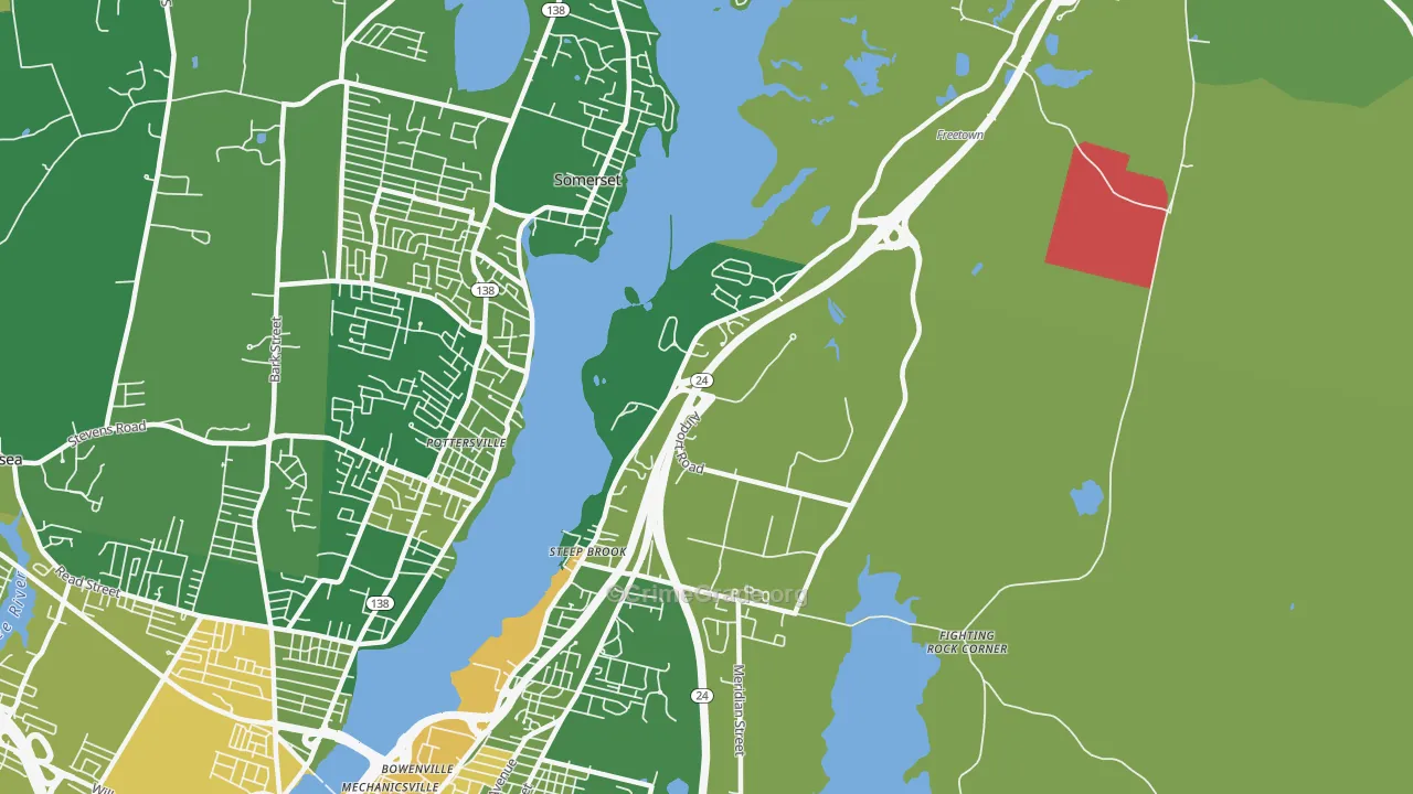 Steep Brook, Fall River, MA Map of Murder Rates