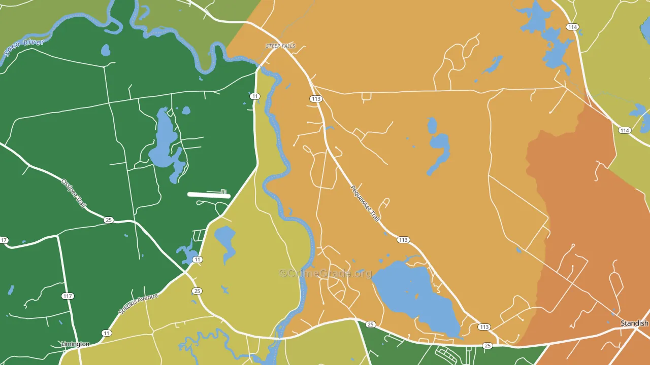Steep Falls, ME Map of Murder Rates
