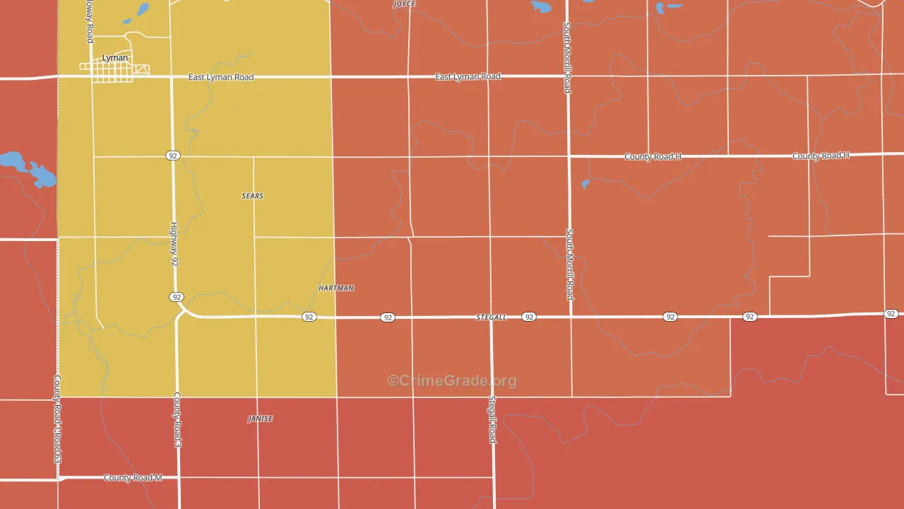 Stegall, NE Map of Murder Rates