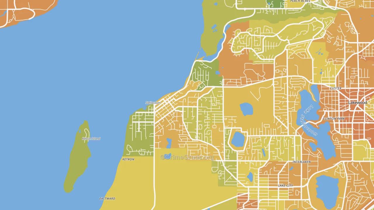 Steilacoom, WA Map of Murder Rates