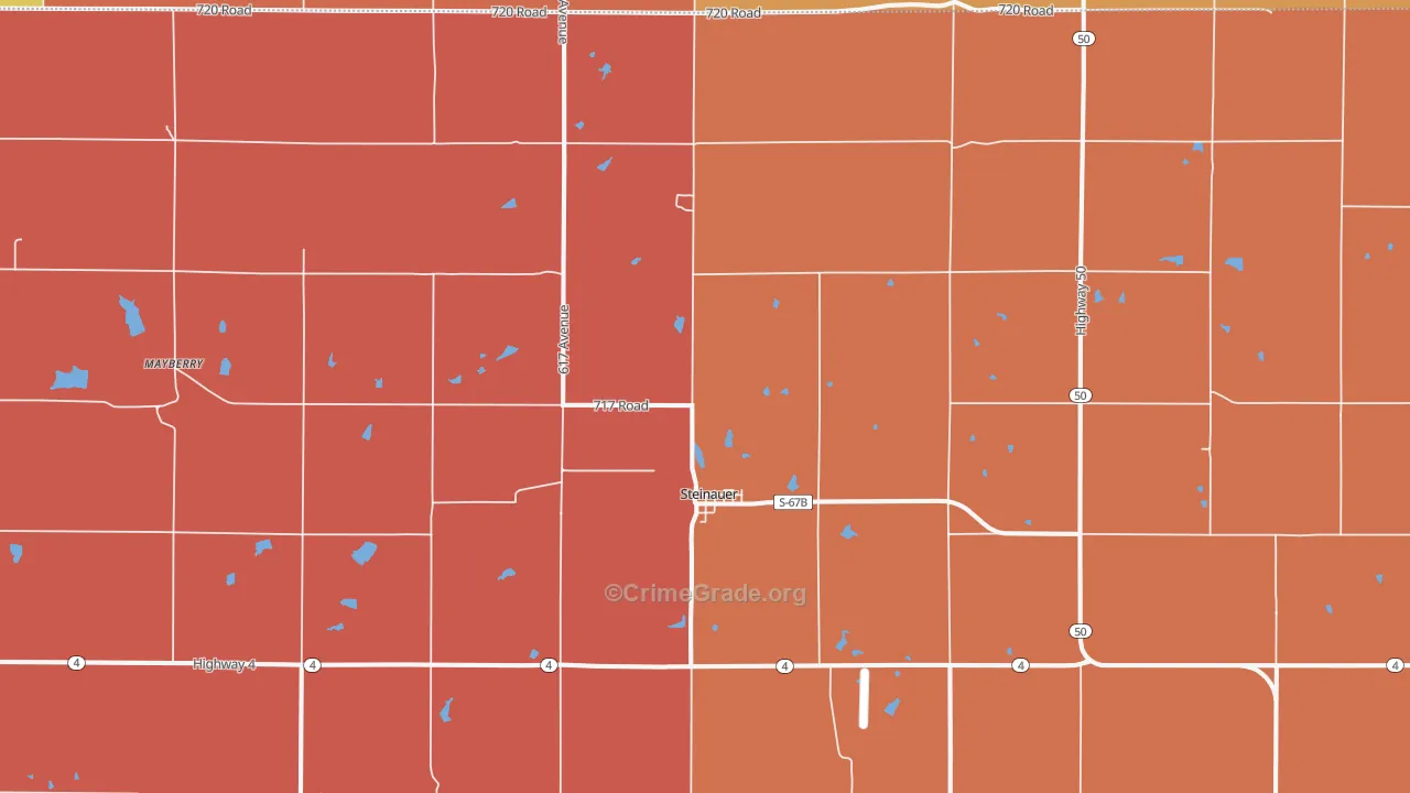 Steinauer, NE Map of Murder Rates