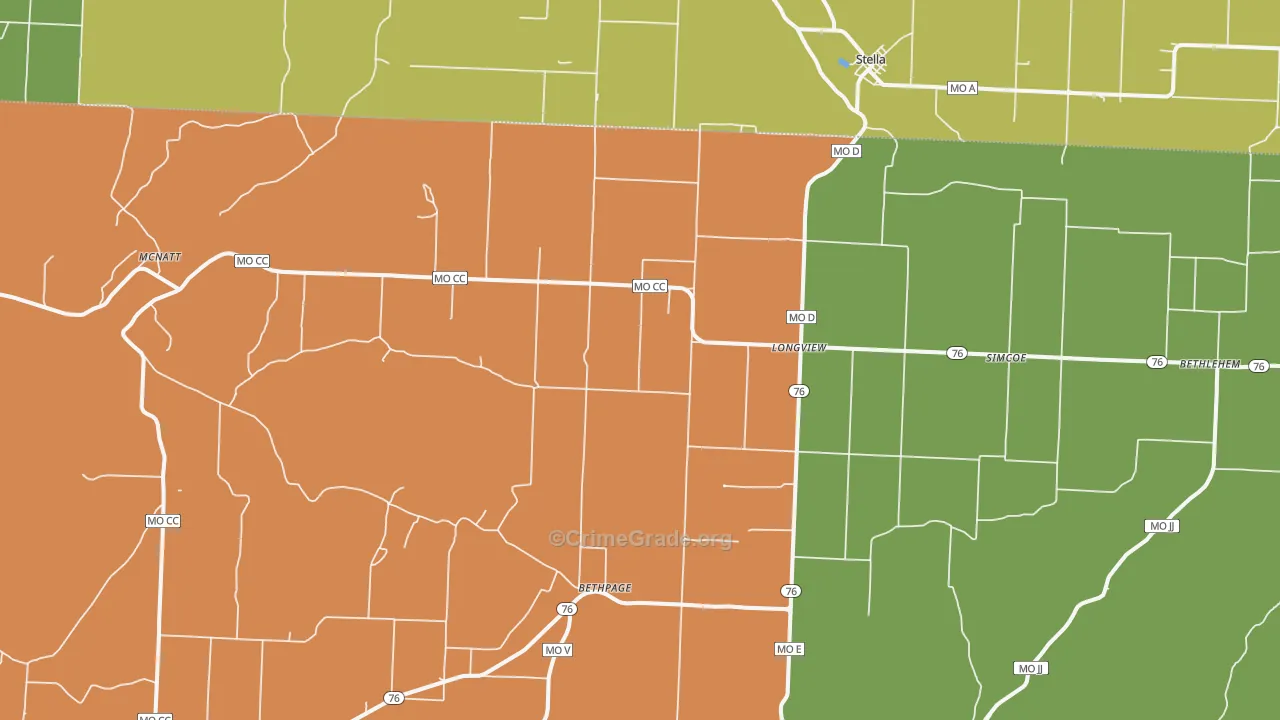 Stella, MO Map of Murder Rates