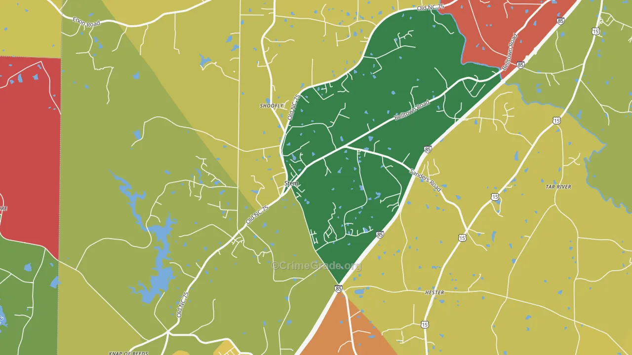 Stem, NC Map of Murder Rates
