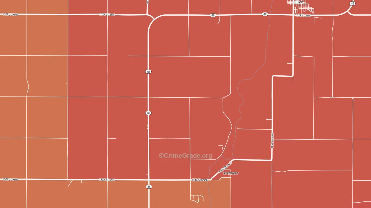 Stennett, IA Map of Murder Rates