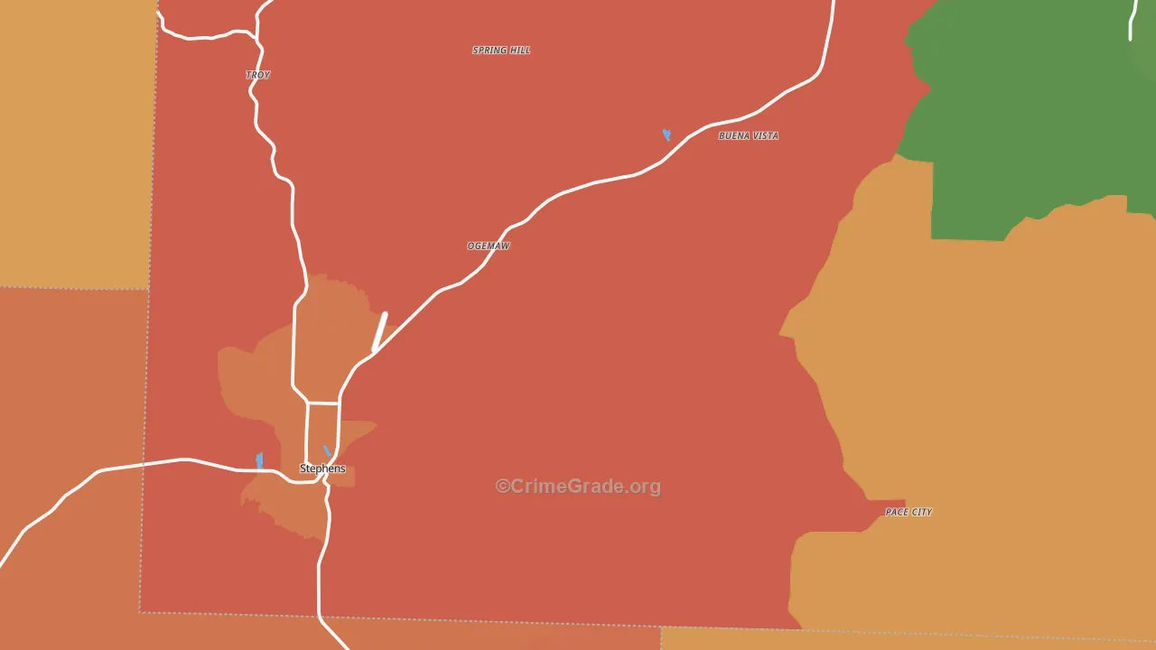 Stephens, AR Map of Murder Rates