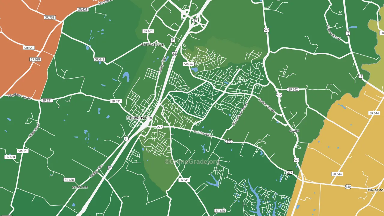 Stephens City, VA Map of Murder Rates