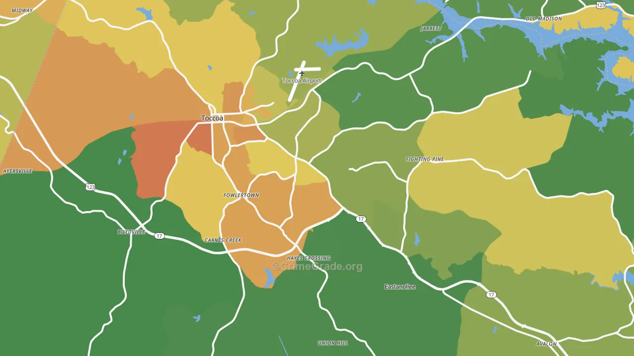 Stephens County, GA Map of Murder Rates