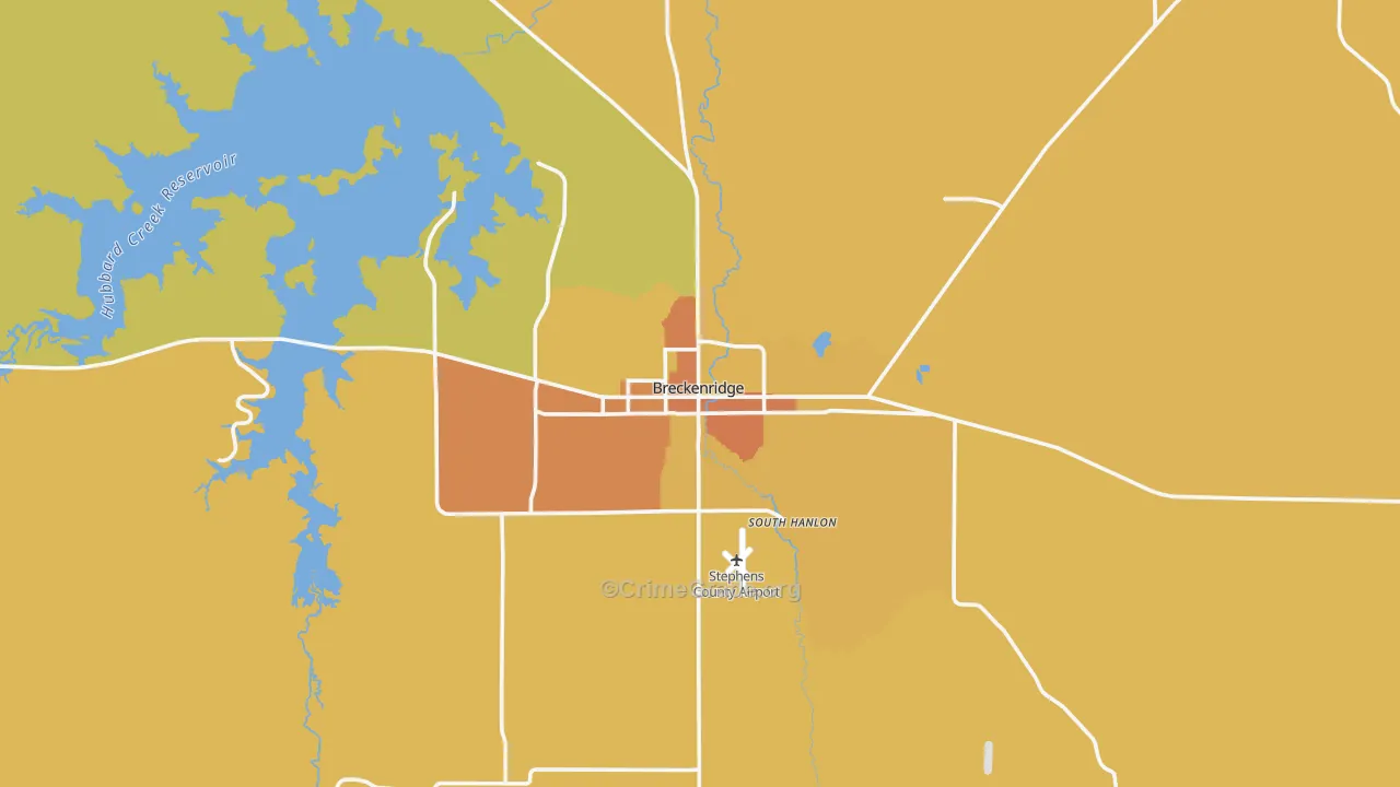 Stephens County, TX Map of Murder Rates