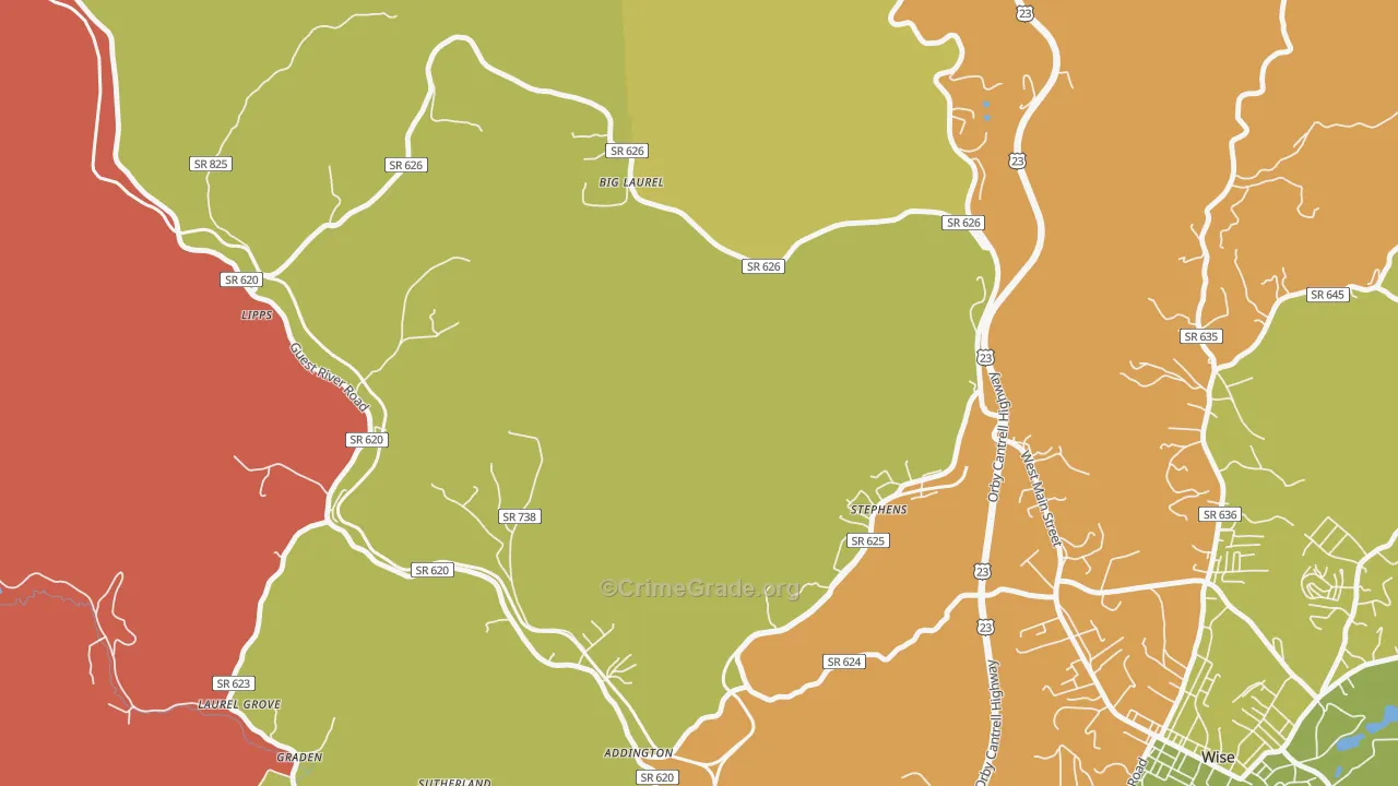 Stephens, VA Map of Murder Rates