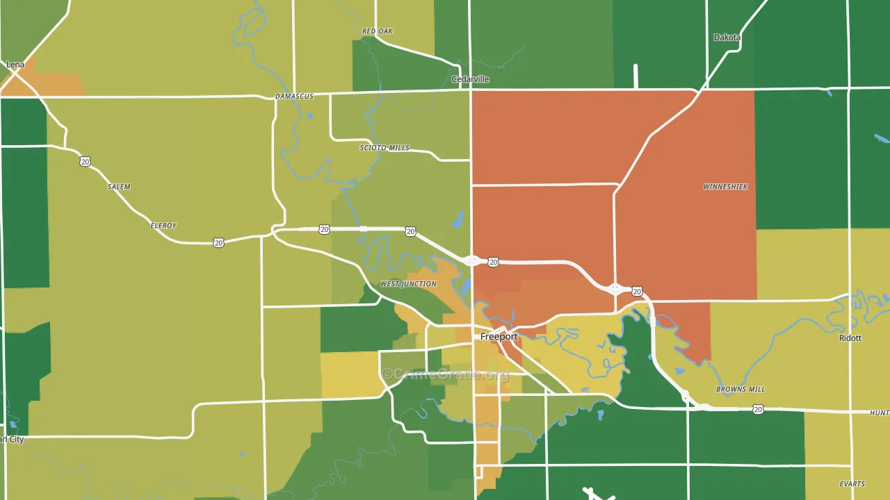 Stephenson County, IL Map of Murder Rates