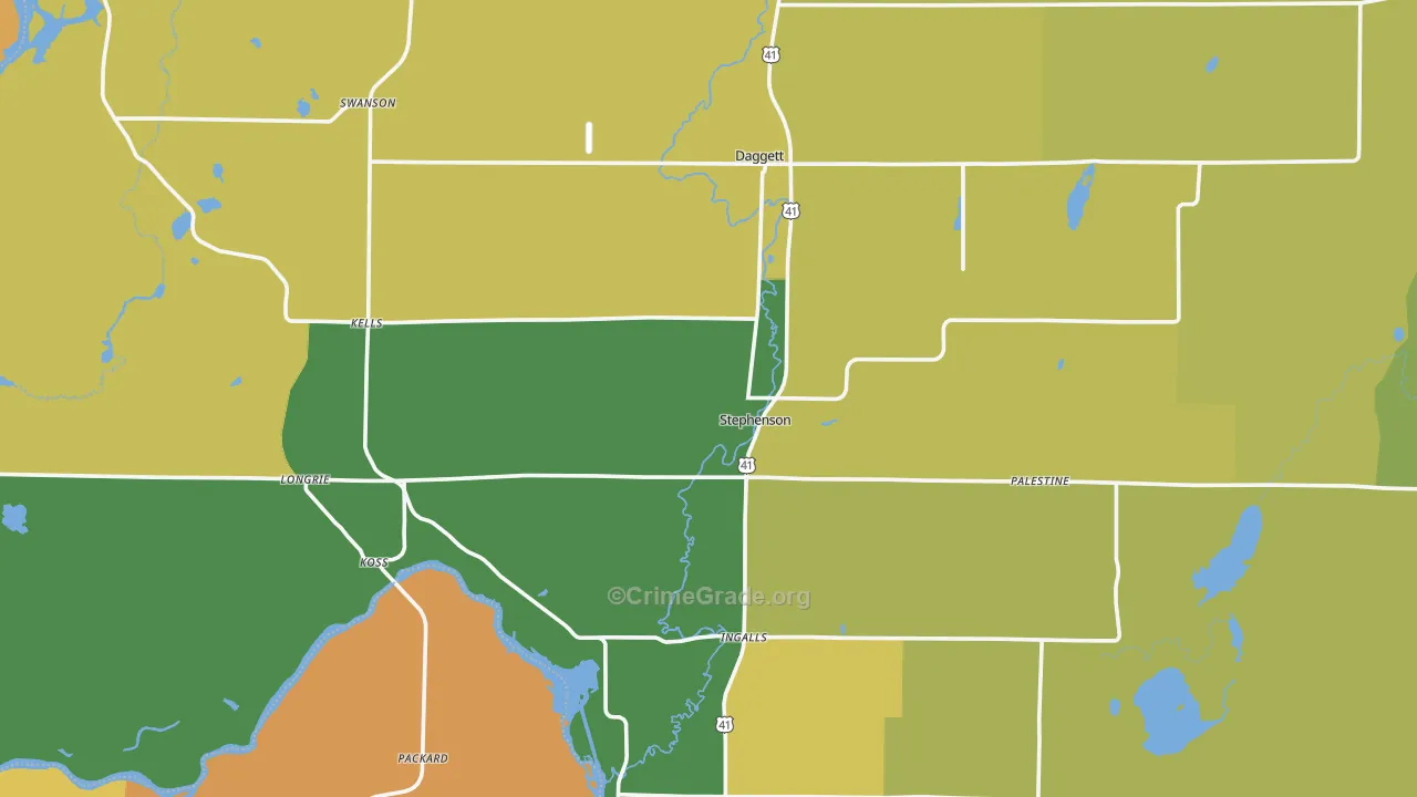 Stephenson, MI Map of Murder Rates