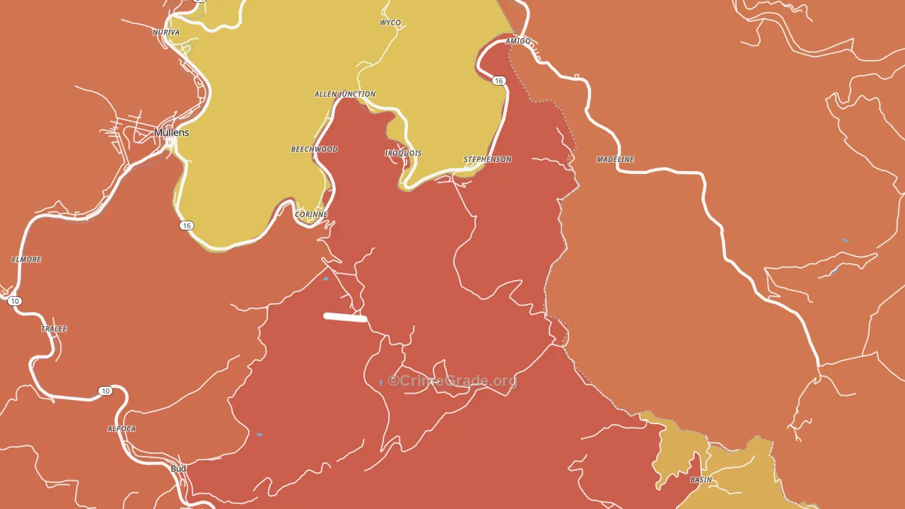 Stephenson, WV Map of Murder Rates