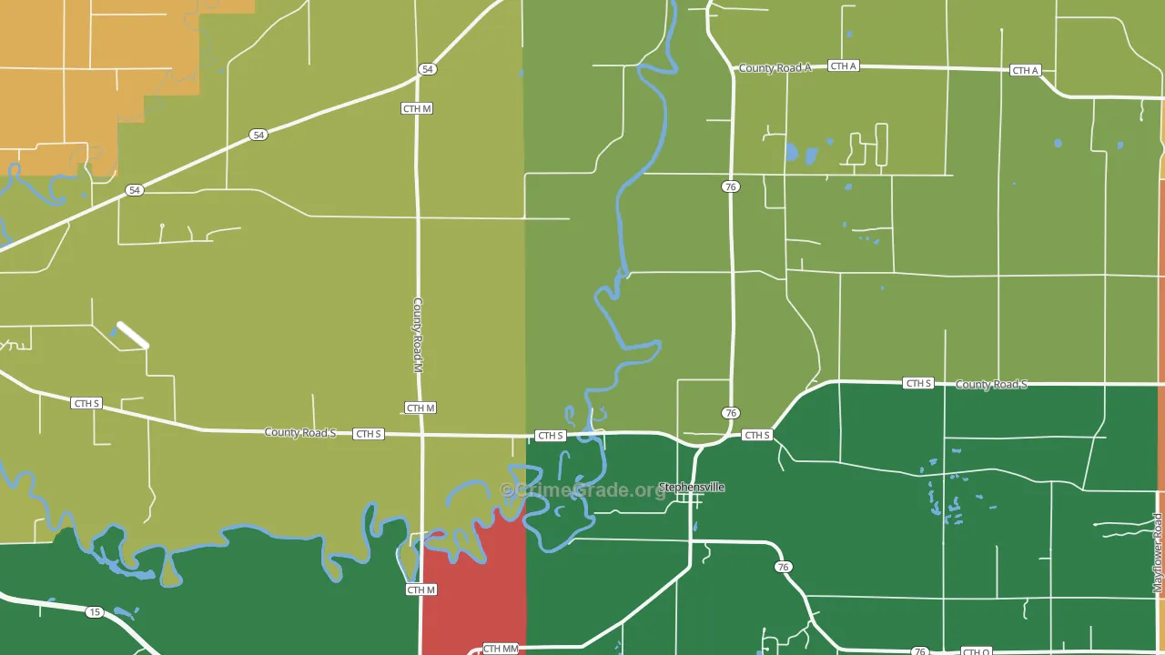 Stephensville, WI Map of Murder Rates