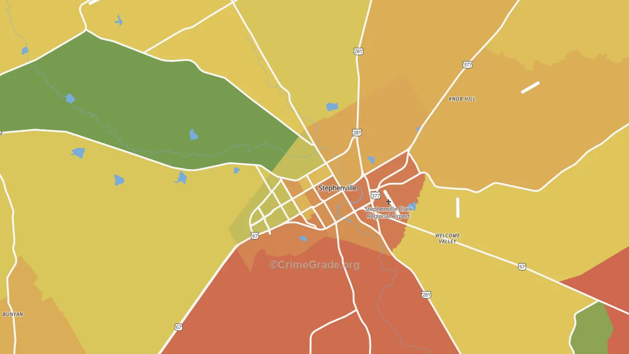 Stephenville, TX Map of Murder Rates