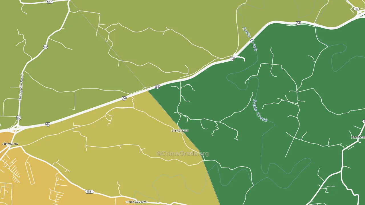 Stepstone, KY Map of Murder Rates
