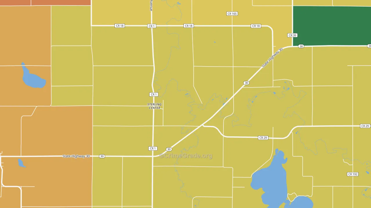 Sterling Center, MN Map of Murder Rates