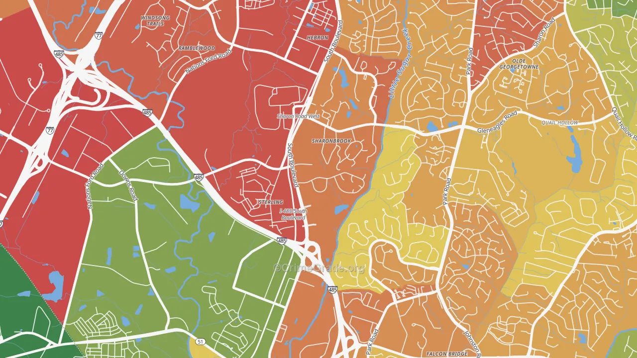 Sterling, Charlotte, NC Map of Murder Rates