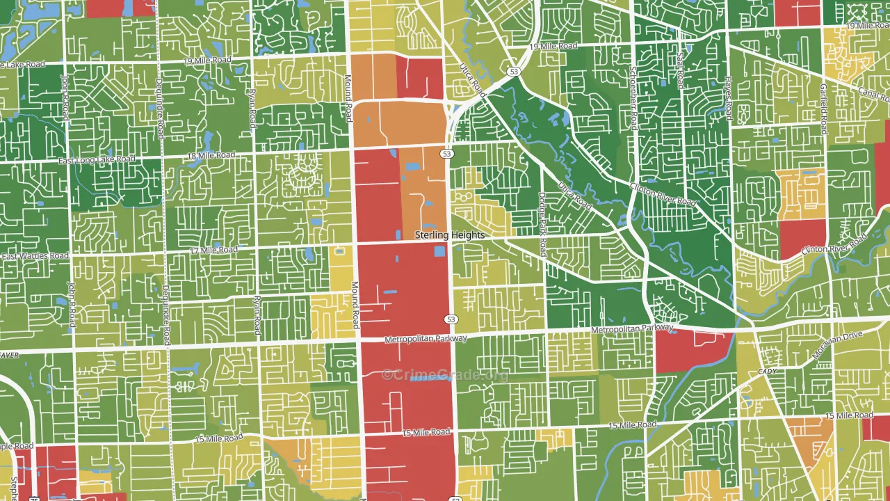 Sterling Heights, MI Map of Murder Rates