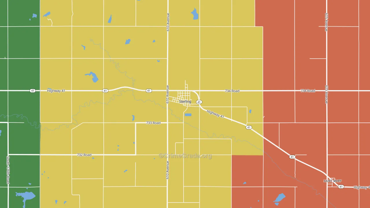 Sterling, NE Map of Murder Rates