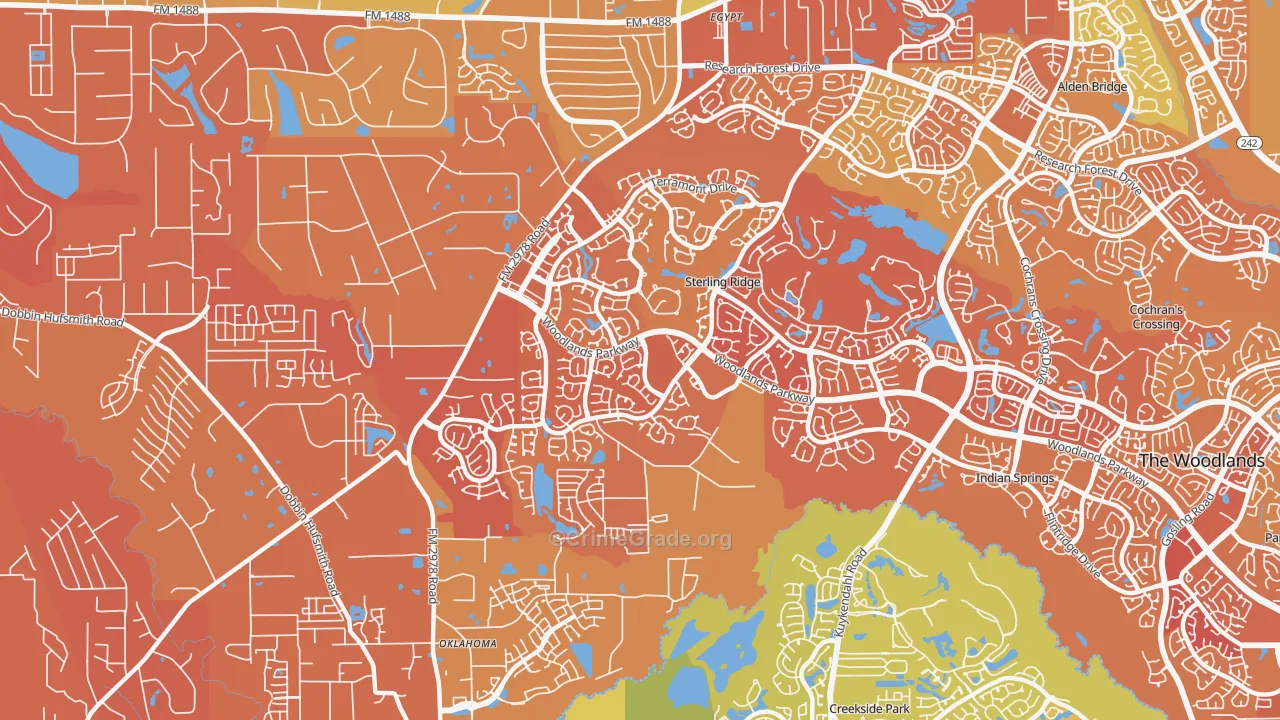 Sterling Ridge, The Woodlands, TX Map of Murder Rates