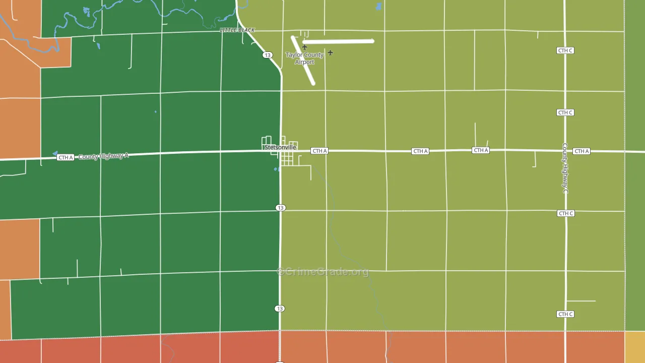 Stetsonville, WI Map of Murder Rates