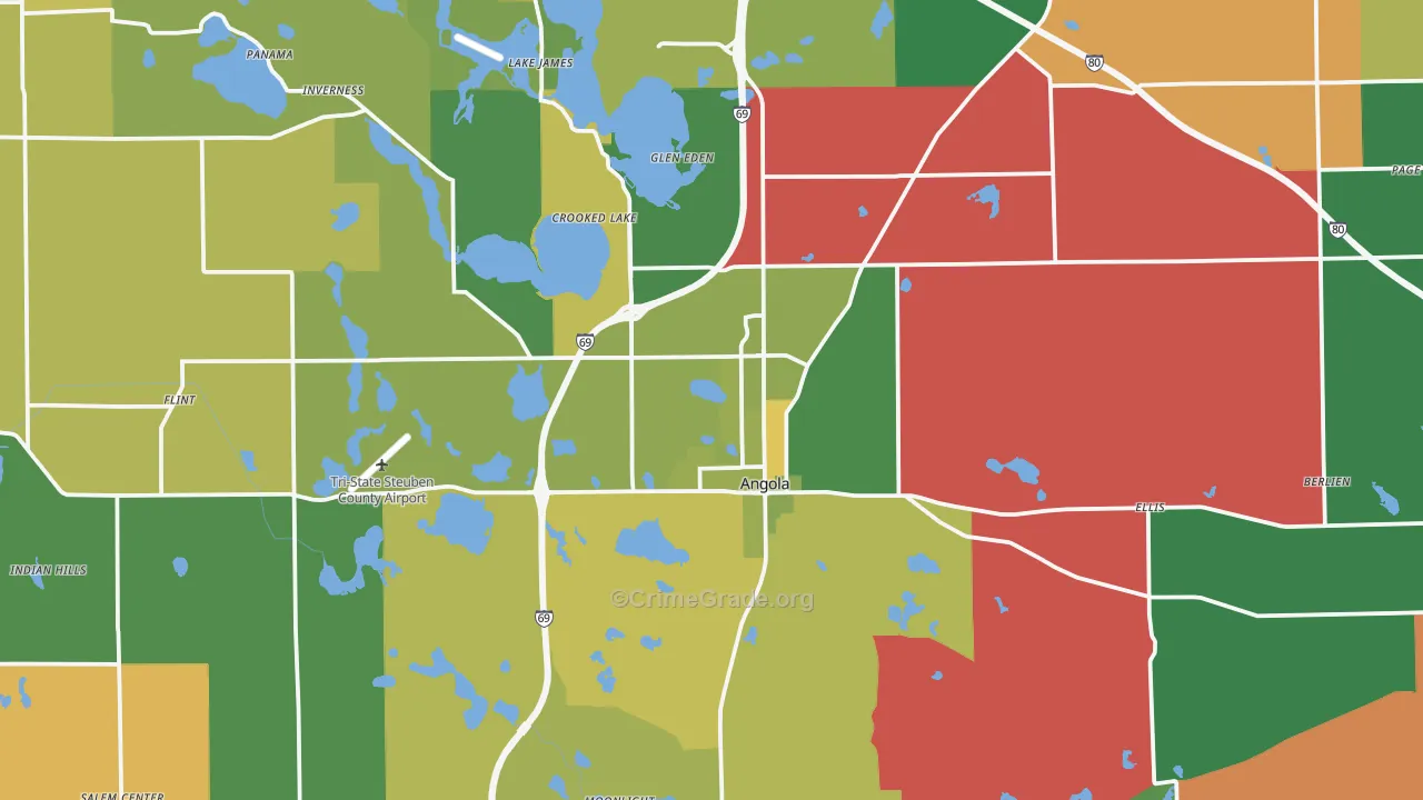 Steuben County, IN Map of Murder Rates