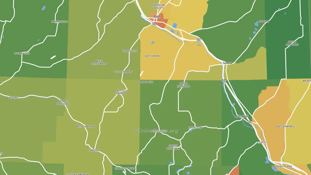 Steuben County, NY Map of Murder Rates
