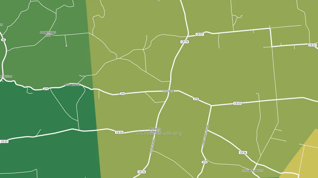 Steuben, NY Map of Murder Rates