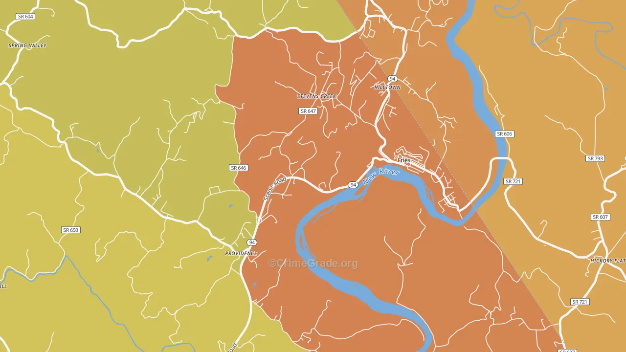 Stevens Creek, VA Map of Murder Rates