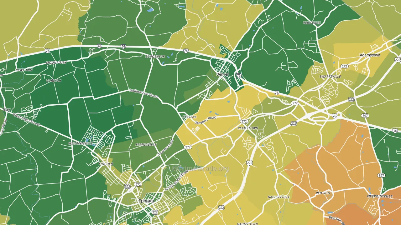 Stevens, PA Map of Murder Rates