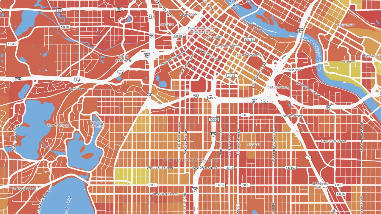 Stevens Square, Minneapolis, MN Map of Murder Rates