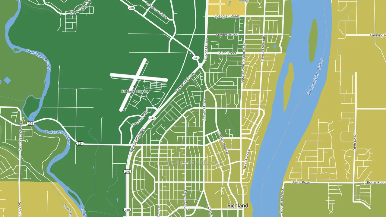 Stevens Triangle, Richland, WA Map of Murder Rates