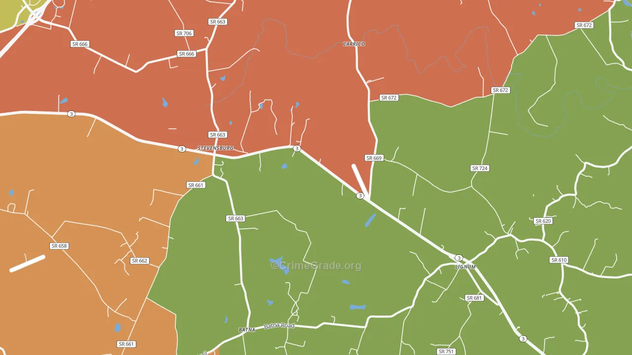 Stevensburg, VA Map of Murder Rates