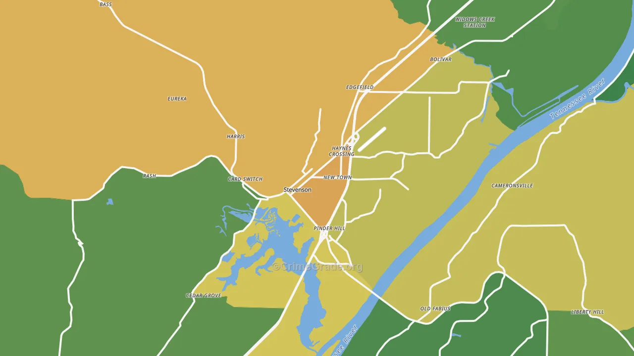 Stevenson, AL Map of Murder Rates