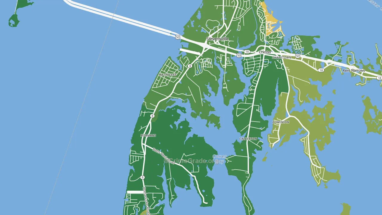 Stevensville, MD Map of Murder Rates